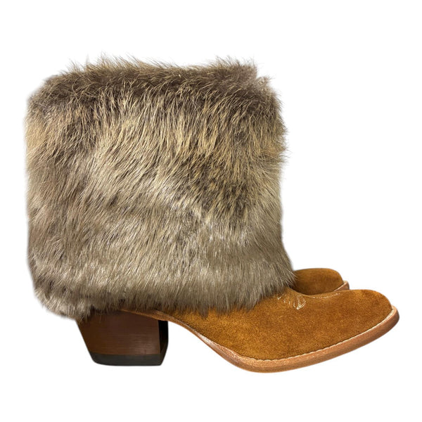 6 Cognac Rough Out & Beaver Fur Canty Boots®