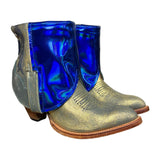 8 Gold Glitter & Metallic Blue Leather Canty Boots®