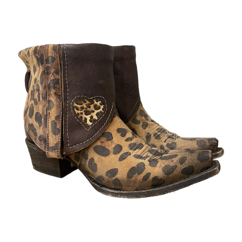 7 Leopard & Marbled Leather Canty Boots® with Heart Inlay