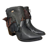 7.5 Black & Layered Leather Canty Boots® with Concho