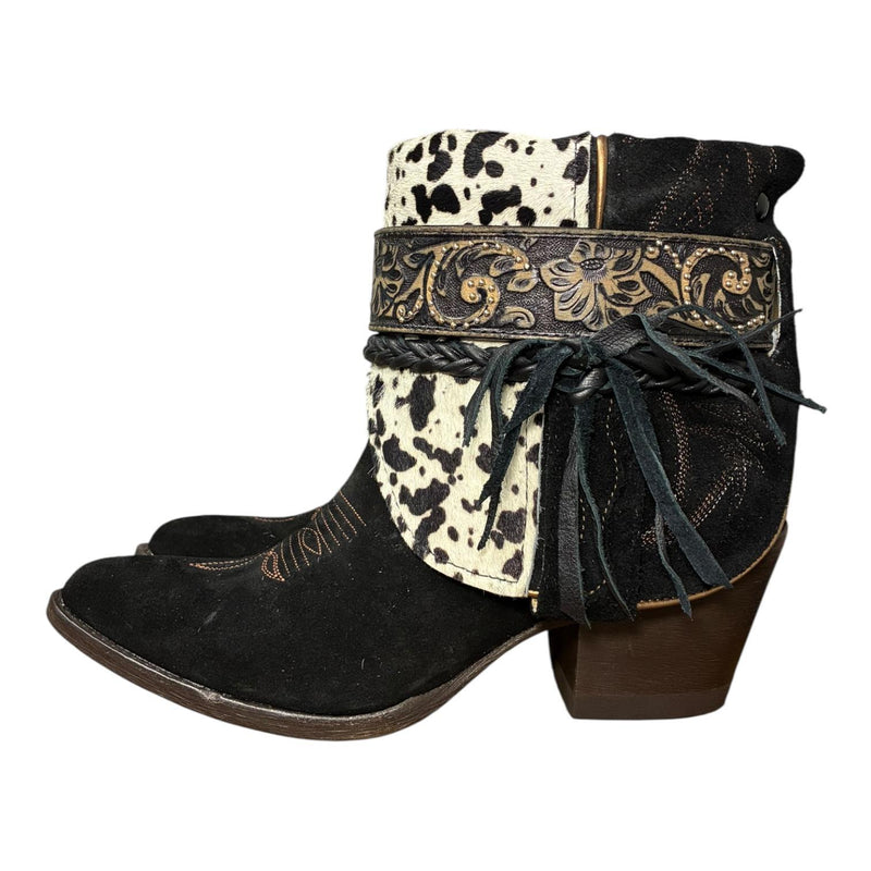 8.5 Black Rough Out & Spotted Hair-on Hide Canty Boots®
