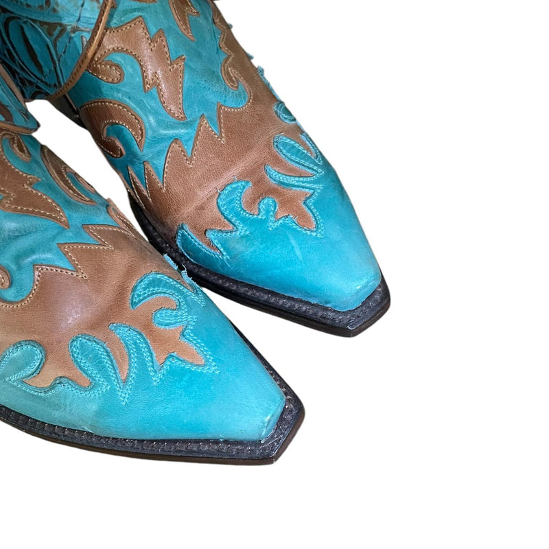 6.5 Tooled & Turquoise Canty Boots® with Turquoise Bolt Concho