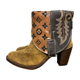 8 Two Toned Stacked Heel & Designer Canty Boots®