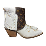 9 Cream Embroidered Floral & Designer Canty Boots®