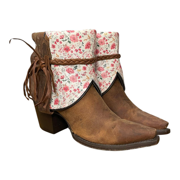 6 Brown & Pink Floral Print Canty Boots®