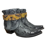 10 Embroidered Black & Leopard Crystal Belt Canty Boots®