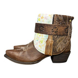 7.5 Studded Brown & Watercolor Floral Print Canty Boots®