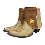7.5 Embroidered Tan & Cowhide Canty Boots® with Star Inlay