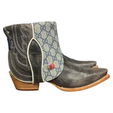 8.5 Gray & Designer Canty Boots® with Pink Dahlia Concho