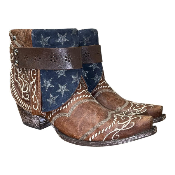 8.5 Embroidered Brown & Silver Stars Canty Boots®