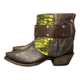 7 Brown & Green Scale Leather Canty Boots®