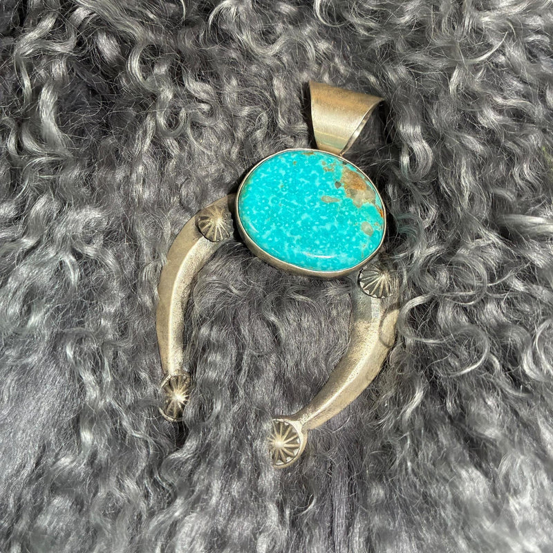 Turquoise & Sterling Silver Naja Pendant