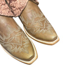 8.5 Embroidered Brown & Pressed Floral Leather Canty Boots®