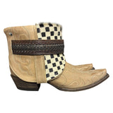 10 Embroidered Tan & Checkered Hair-on Hide Canty Boots®