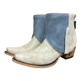 7.5 Embroidered White & Blue Leather Canty Boots®