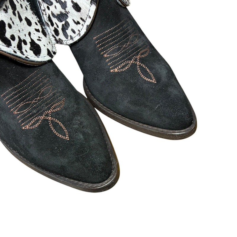 8.5 Black Rough Out & Spotted Hair-on Hide Canty Boots®