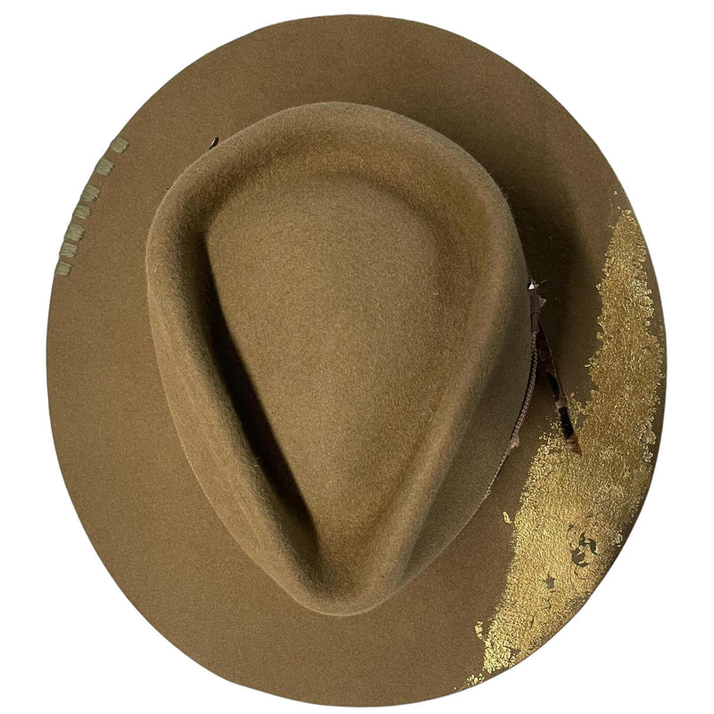 Brown & Gold Beaver Felt Hat - Size 7 3/8