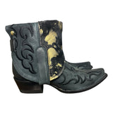 7 Embroidered Black & Metallic Hair-on Hide Canty Boots®