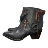 7.5 Black & Layered Leather Canty Boots® with Concho
