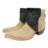 7.5 Embroidered Tan Rough Out & Camo Hair-on Hide Canty Boots®
