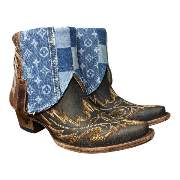 8.5 Two Toned & Layered Designer Denim Canty Boots®