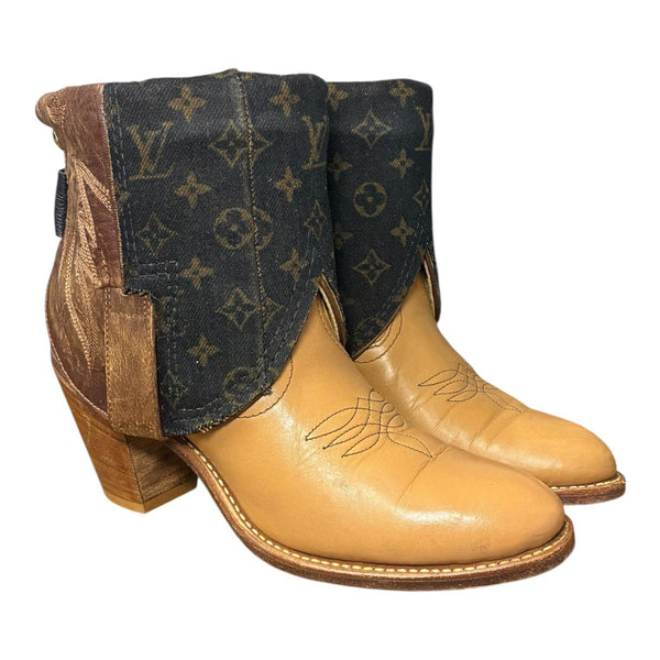 7.5 Two Toned Brown & Designer Denim Canty Boots®