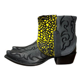 9 Black Embroidered & Spotted Hair-on Hide Canty Boots®