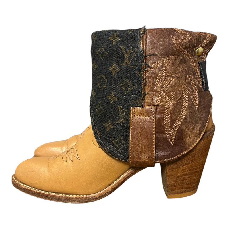 7.5 Two Toned Brown & Designer Denim Canty Boots®