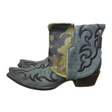 9.5 Embroidered Black & Camo Hair-on Hide Canty Boots®