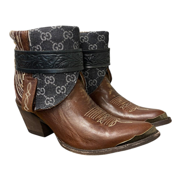 9 Embroidered Brown & Designer Denim Canty Boots®