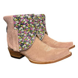 9 Pink Rough Out & Floral Printed Leather Canty Boots®