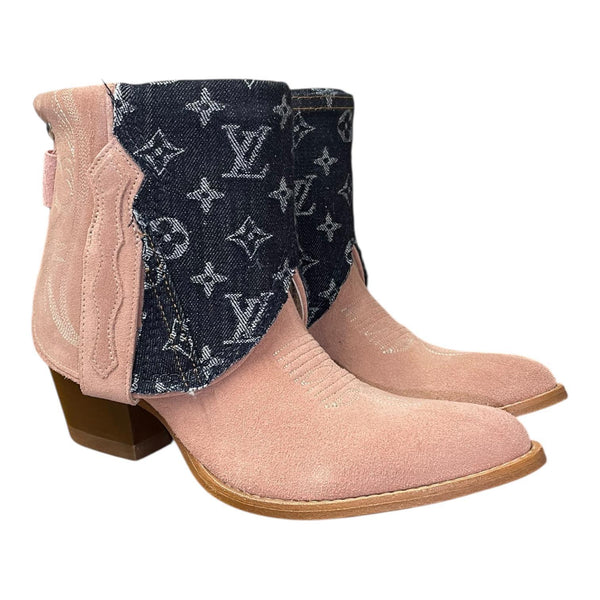 9 Baby Pink Rough Out & Designer Denim Canty Boots®