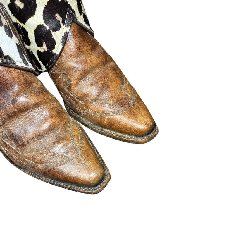 9.5 Embroidered Brown & Leopard Hair-on Hide Canty Boots®