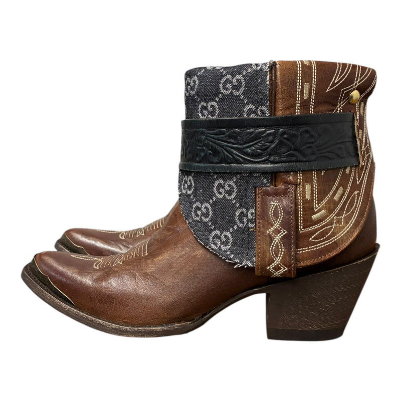 9 Embroidered Brown & Designer Denim Canty Boots®