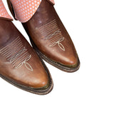 8.5 Embroidered Brown & Pink Polka Dots Canty Boots®