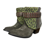 7 Charcoal Rough Out & Green Leopard Canty Boots®