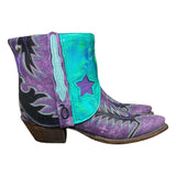 9 Embroidered Purple & Metallic Leather Canty Boots® with Star Inlay