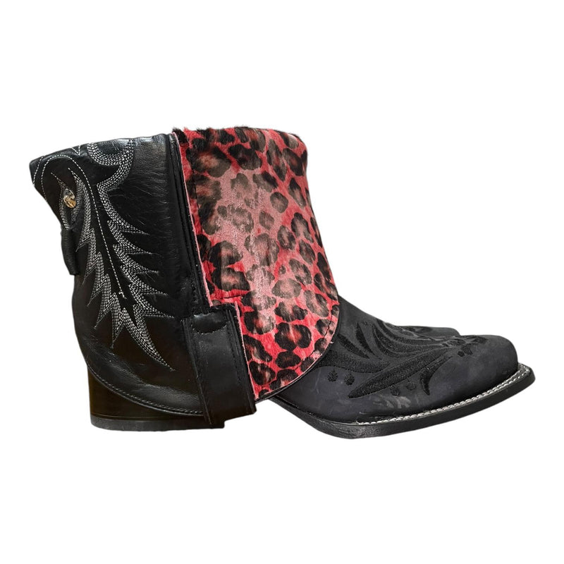 9 Black & Pink Leopard Hair-on Hide Canty Boots®