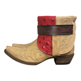 10 Embroidered Tan & Studded Red Leather Canty Boots®