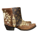 8.5 Brown Floral Embroidered & Designer Canty Boots®