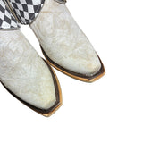 9 Embroidered White & Checkered Leather Canty Boots®