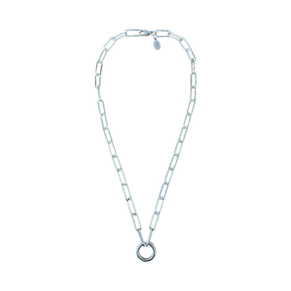 Large Paperclip Charm Necklace with Circle Closure