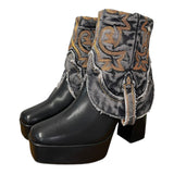 9 Black & Black Denim Textile Platform Canty Boots®