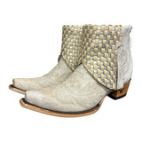 9.5 Embroidered White & Metallic Woven Leather Canty Boots®