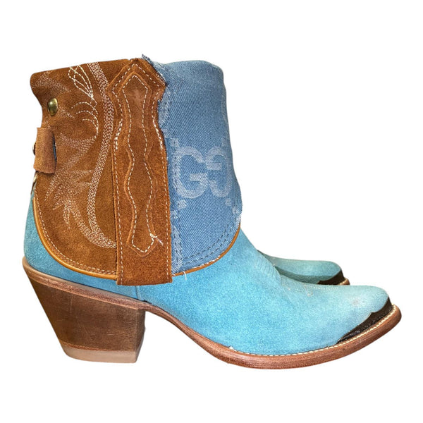 6 Two Toned Rough Out & Designer Denim Canty Boots®