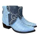 7.5 Exotic Blue & Designer Denim Canty Boots®
