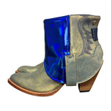 8 Gold Glitter & Metallic Blue Leather Canty Boots®