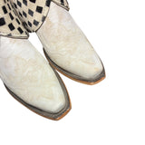 7.5 Embroidered White & Checkered Hair-on Hide Canty Boots®