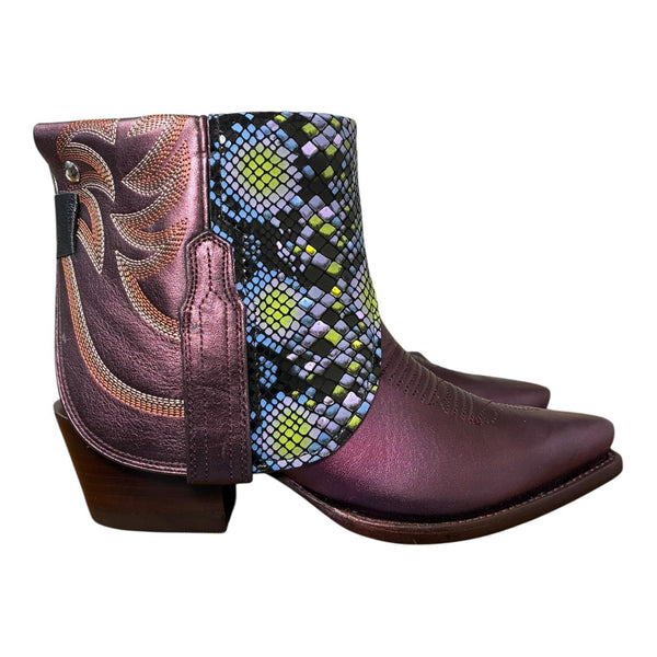 8.5 Metallic Purple & Printed Exotic Leather Canty Boots®
