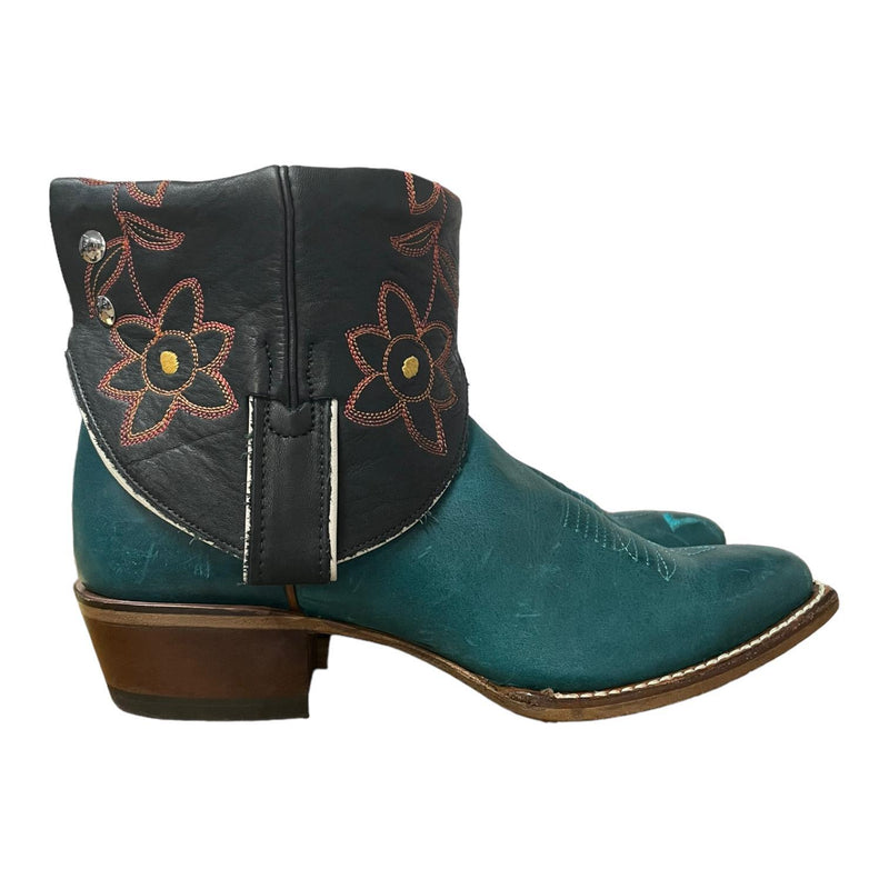 8 Teal & Black Floral Canty Boots®